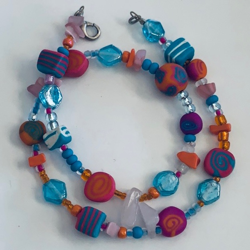 Vintage Colourful Chocker Necklace / Wrap Bracelet